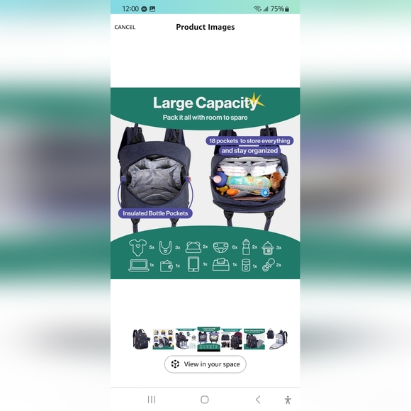 BabbleRoo Baby Diaper Bag Backpack - Picture 4 of 16